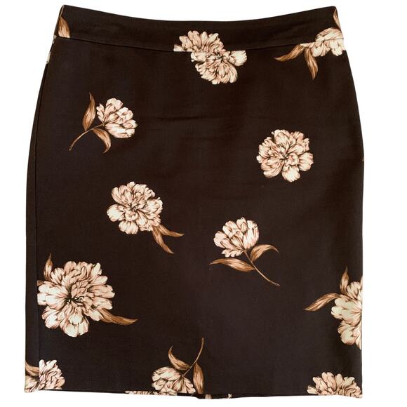 Ann Taylor Factory Brown Floral Pencil Skirt Petite Size 12P - Picture 1 of 8
